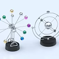 Decorative Ornament Set With Colorful Spheres Metal Frame And Black Base Tabletop Decoration