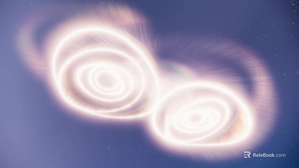 Illuminated Spiral Ceiling Design With Starry Background And Circular Patterns 3d model 