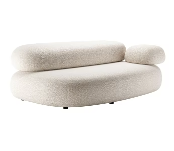 Cream Style Chaise Lambskin Chaise Lambskin Chaise Special-shaped Sofa creamy-white Sofa Chair 3d model