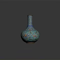 Elegant Decorative Blue Vase With Traditional Floral Patterns And Colorful Details