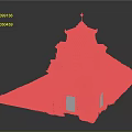 Cartoon Scene Of Red Brick Tower With Green Copper Roof And Decorative Windows