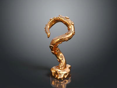 Golden Carved Curved Furniture Ornament With Intricate Patterns And Stable Base 3d model
