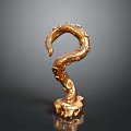 Golden Carved Curved Furniture Ornament With Intricate Patterns And Stable Base