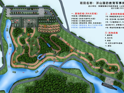 Defense Education Military Training Base Wall Decor With Layout And River Elements 3d model