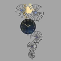 Pair of Decorative Wall Clocks With Dark Dial Golden Hands And Intricate Metalwork