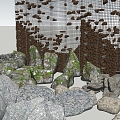 Modern gabion wall retaining wall landscape stone rubble cobblestone iron mesh landscape wall 3d model