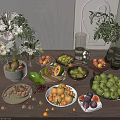 Assorted Fresh Fruits Display On Wooden Table With Papaya Pomegranate Oranges Apples Figs And Nuts