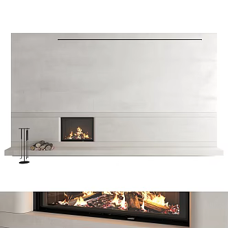 Quiet fireplace background wall 3d model
