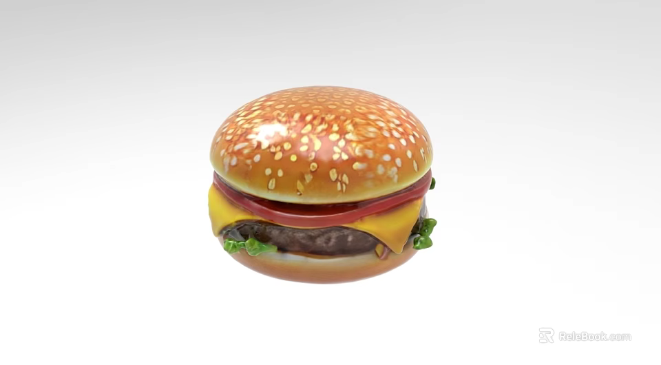 Hamburger Shaped Mini Decorative Ornament Combination With Sesame Bun Cheese Tomato And Lettuce 3d model 