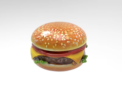Hamburger Shaped Mini Decorative Ornament Combination With Sesame Bun Cheese Tomato And Lettuce 3d model