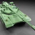 Green Modern Military Tank with Long Barrel Track System Turret and Headlights