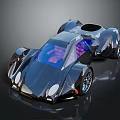Futuristic Concept Car With Sleek Dark Metallic Body Purple Interior And Transparent Windows