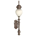 Classic Bronze Wall Lamp With Carved Metal Bracket And White Lampshade For Indoor Decoration