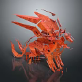 Game and Movie Character Red Fragmented Creature Design With Sharp Shards And Dynamic Form 3d model