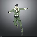 Man in Green Jacket and Camouflage Pants Striking Dynamic Pose