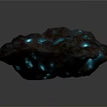 Decorative Glowing Stones With Blue Light Spots On Black Surface
