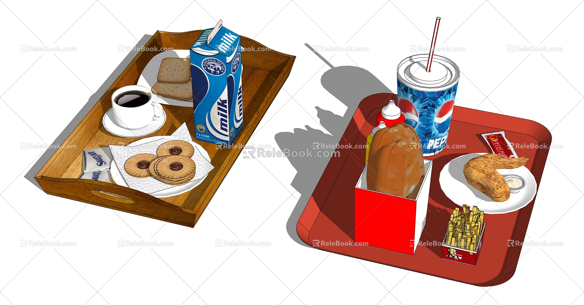 Modern Food Fast Food Restaurant KFC Breakfast Food model