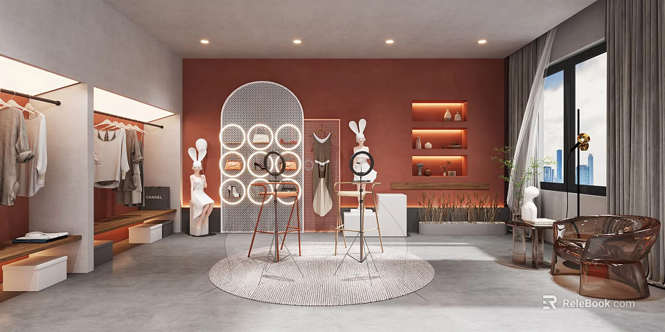 Modern Public Office Space With Open Layout Desks Ergonomic Chairs And Pendant Lighting 3d model 
