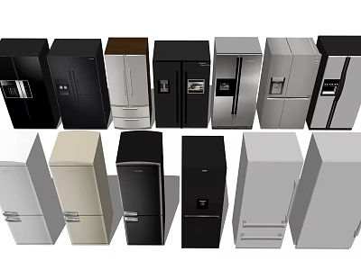 Refrigerators and Freezers in Different Styles and Colors with Modern Designs 3d model