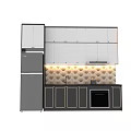Elegant Modern Kitchen Design With Patterned Wall Tile Sink Oven And White Cabinets