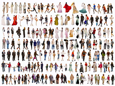 Male Silhouette Collection With Men In Diverse Poses And Various Clothing Styles 3d model