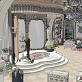 Elegant Hotel Public Lounge Area With Chandelier Large Windows And Comfortable Seating