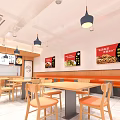 Small Pot Rice Restaurant With Fresh Ingredients Freshly Stir Fried Bright Interior And Orange Signage