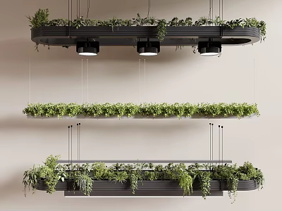Modern Multi Layered Chandelier With Hanging Green Plants For Living Space Decor 3d model
