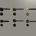 Various Styles Of Golden Door Handles Arranged On White Background