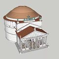 Classical Ancient Building With Dome Columns And Ornate Statues 3d model