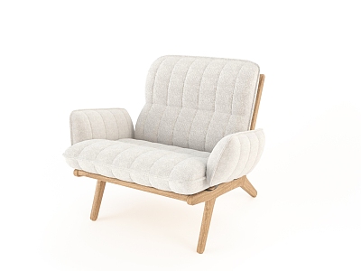 Modern Lambskin Wooden Armchair 3d model