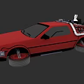 Red Classic Car With Futuristic Roof Device And Large Tires Unique Design