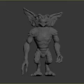 3D Fantasy Monster Character With Grinning Face Large Ears Sharp Teeth And Clawed Body 3d model