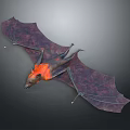 Fantasy Bat Creature With Purple Red Wings And Orange Mythical Body Design