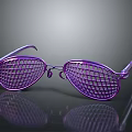 Modern Stylish Purple Mesh Lens Sunglasses With Metallic Oval Frame Design