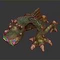 Fantasy Dragon Creature With Green Scales Sharp Teeth And Clawed Feet 3d model
