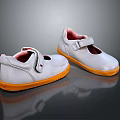 Kids Gray Shoes With Orange Sole Adjustable Strap Soft Interior And Comfortable Design