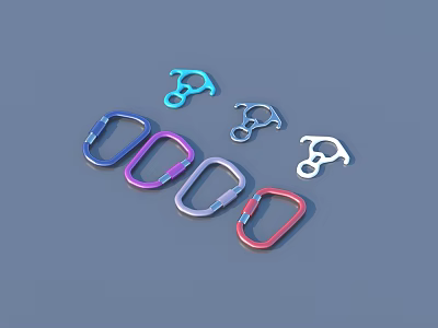 Colorful Aluminum Carabiner Clips for Outdoor and Daily Use 3d model