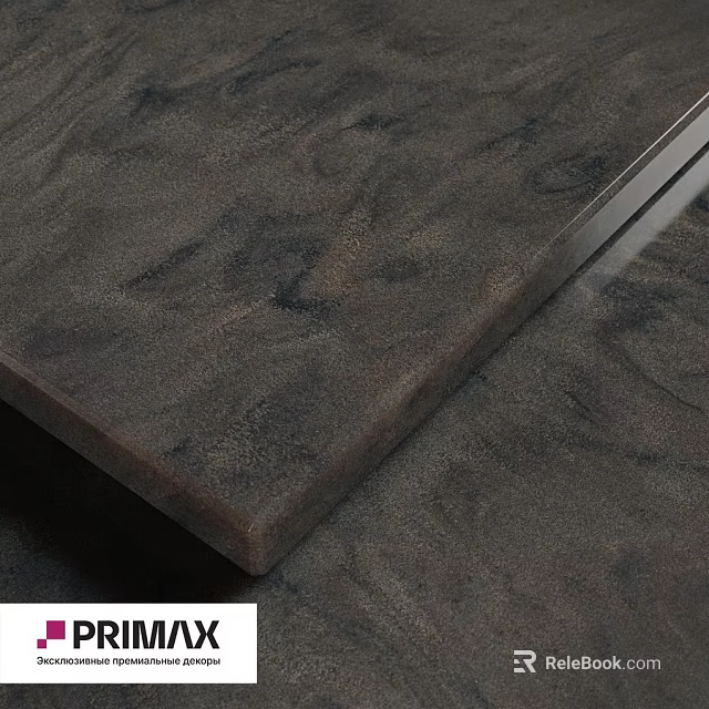 Dark Stone Countertop Component With Smooth Surface And Metal Edge Trim 3d model 