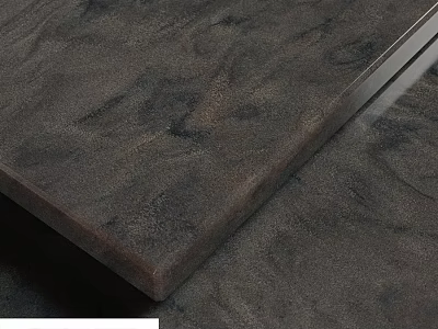 Dark Stone Countertop Component With Smooth Surface And Metal Edge Trim 3d model