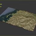 Detailed Scenic Landscape with Blue Water and Mountainous Terrain Topographic View