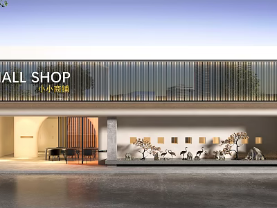 Modern Shop Storefront Design With ALL SHOP Signage And Building Facade Details 3d model