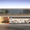 Modern Shop Storefront Design With ALL SHOP Signage And Building Facade Details