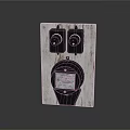 Electrical Control Device With Wooden Base Two Black Knob Switches And Meter Gauge
