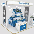 Exhibition Booth For New Zealand Imported Milk With Modern Blue White Design And Display Shelves