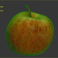 Fresh Whole Ripe Red Yellow Apple With Stem On Dark Background
