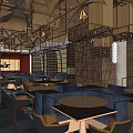 Modern Restaurant Interior With Comfortable Booth Seating Wooden Dining Tables And Stylish Pendant Lights