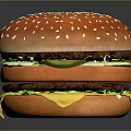 Double Cheeseburger With Sesame Seed Bun Lettuce Patty Cheese And Pickles