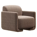 Modern Brown Fabric Single Sofa With Rounded Arms And Comfortable Design 3d model