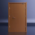 High Quality Brown Steel Fire Door With Metal Handle Lock And Reinforced Strips